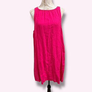 Francesca Bettini Pink Linen Shift Dress Womens L Made in Italy Sleeveless